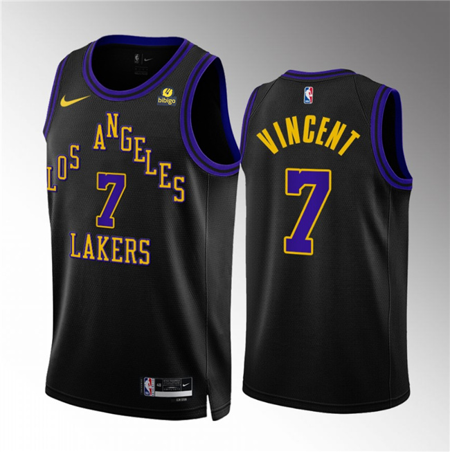 Men's Los Angeles Lakers #7 Gabe Vincent Black 2023/24 City Edition Stitched Basketball Jersey